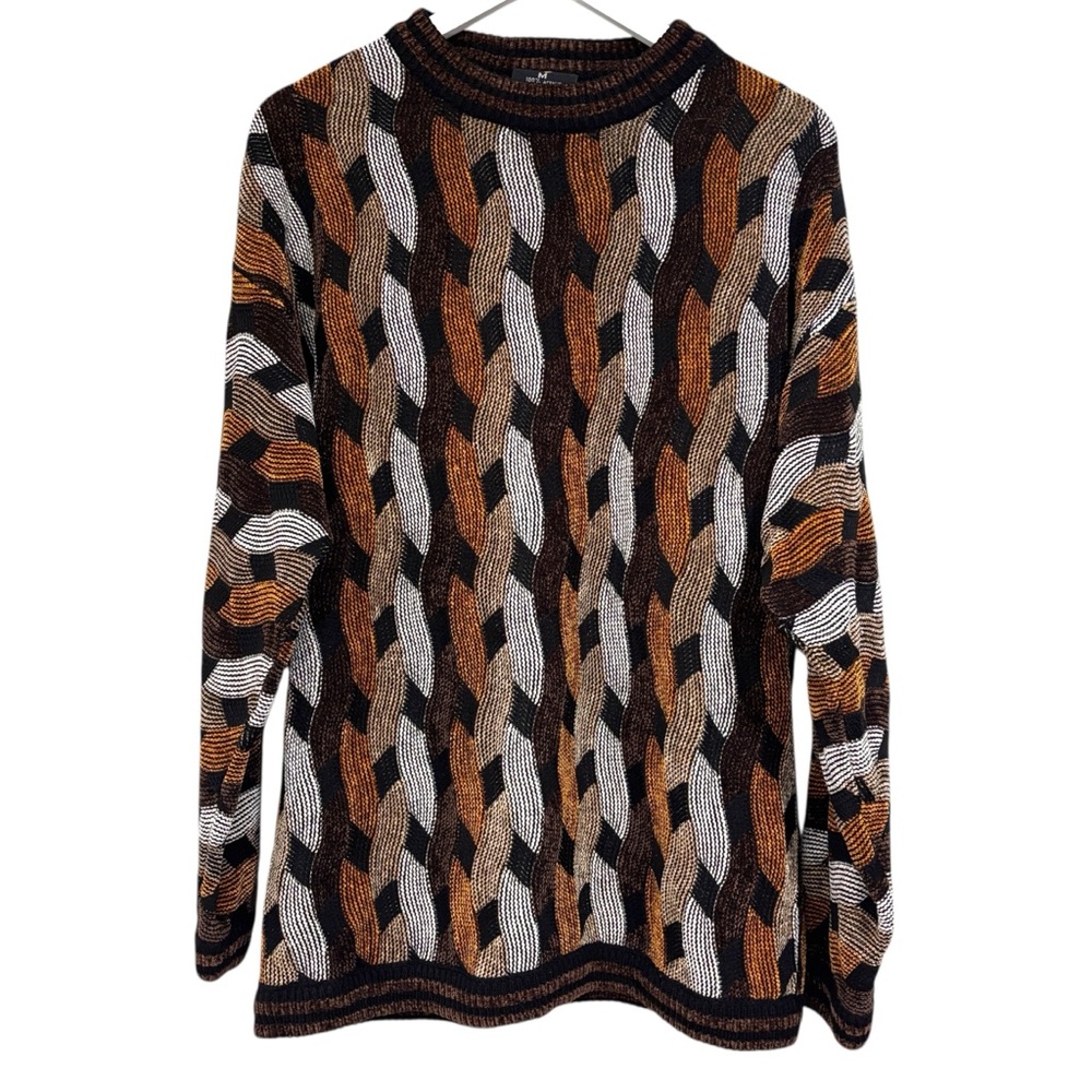 Bergati Men’s Vintage Brown Black Pullover Knit Sweater Size Medium